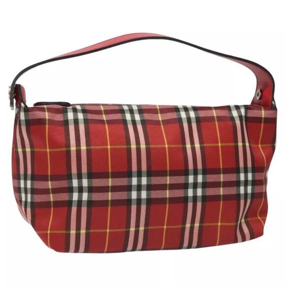 BURBERRY Nova Check Hand Bag Nylon Red - Picture 1 of 16
